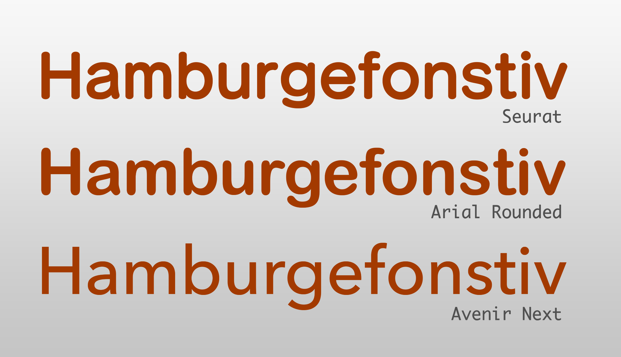 Seurat Vs. Arial Rounded Vs. Avenir