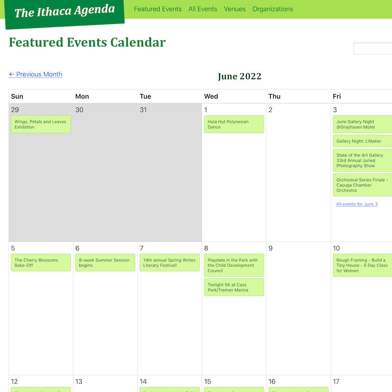 Ithaca Events Calendar